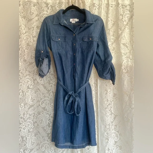 Vineyard Vines | Dresses | Vineyard Vines Blue Denim Dress With Belt |  Poshmark